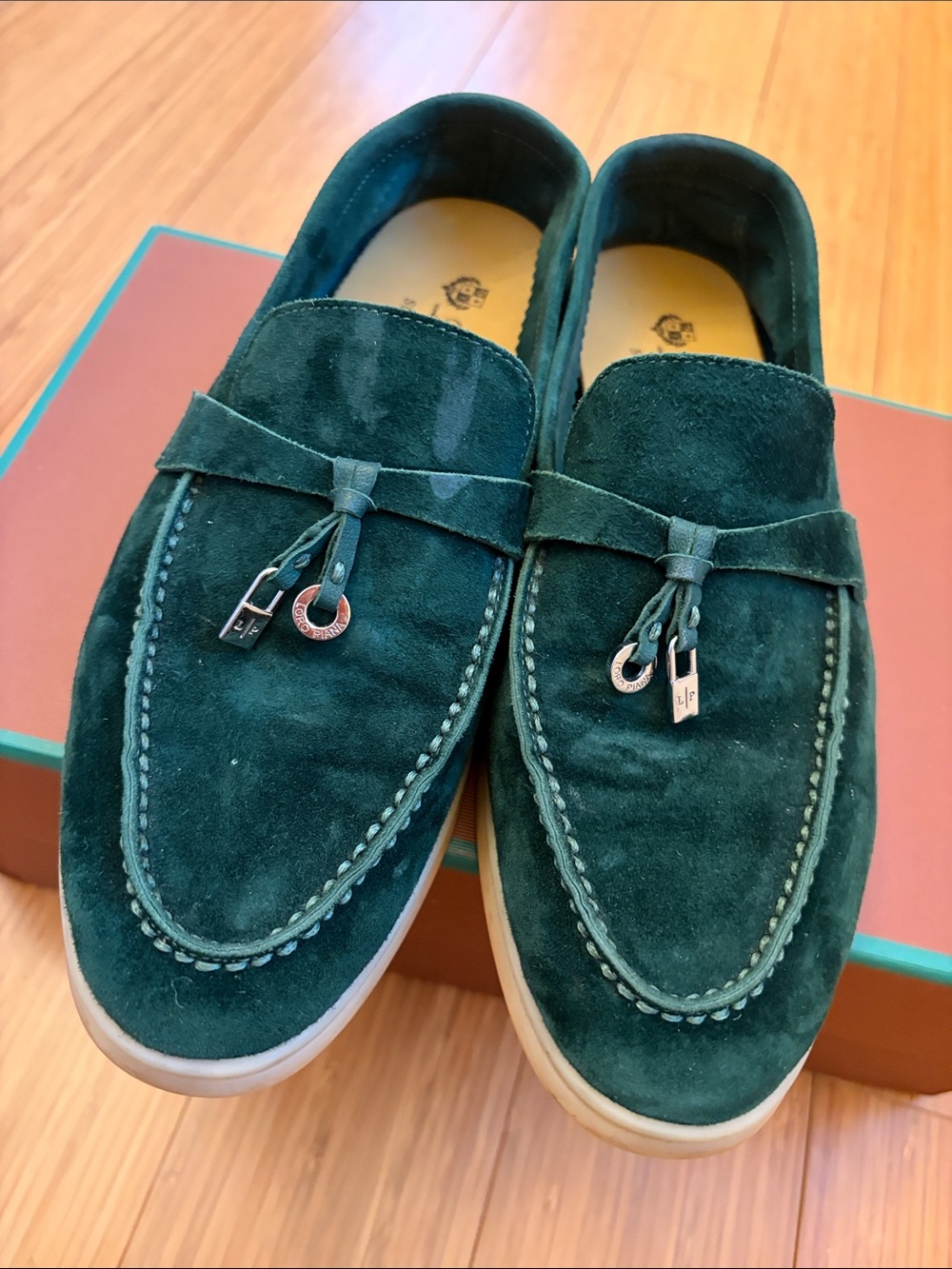 Green Suede Tassel Loafers
